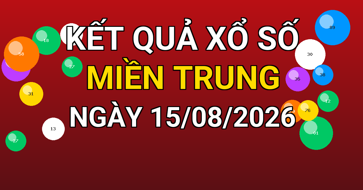 Kết quả xổ số Miền Trung ngày 15/08/2026