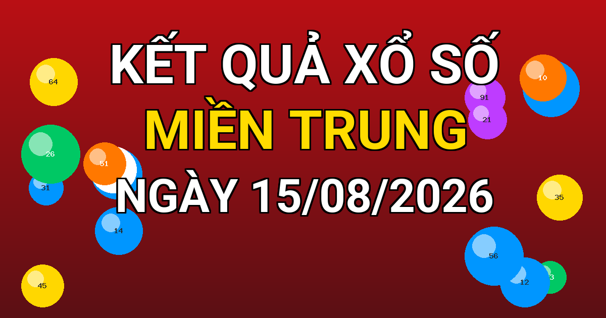 Kết quả xổ số Miền Trung ngày 15/08/2026