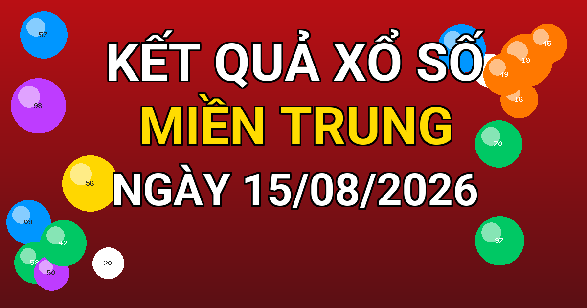Kết quả xổ số Miền Trung ngày 15/08/2026