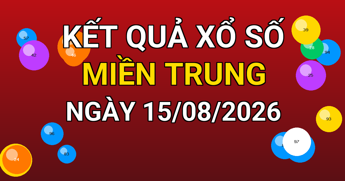 Kết quả xổ số Miền Trung ngày 15/08/2026
