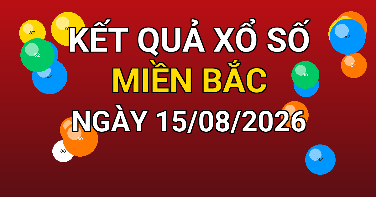 Kết quả xổ số Miền Bắc ngày 15/08/2026