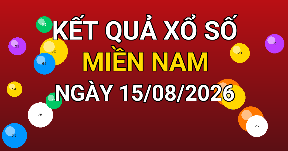 Kết quả xổ số Miền Nam ngày 15/08/2026