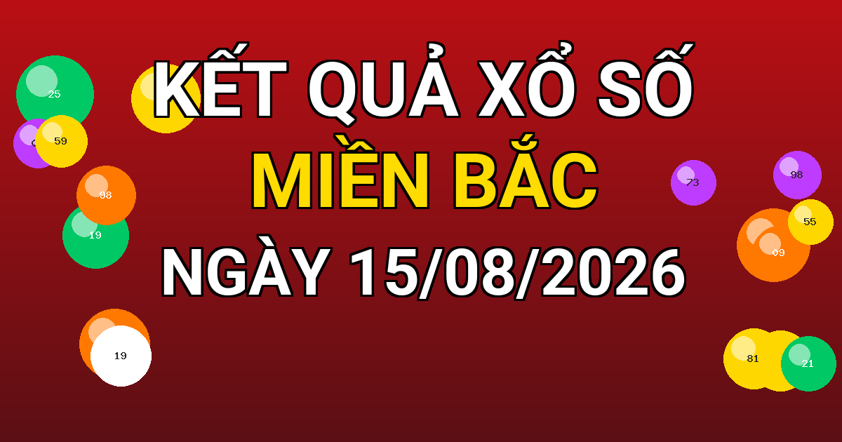 Kết quả xổ số Miền Bắc ngày 15/08/2026