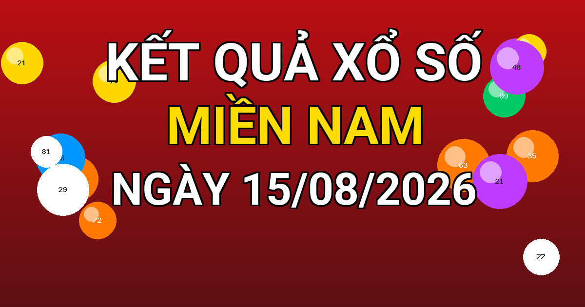 Kết quả xổ số Miền Nam ngày 15/08/2026