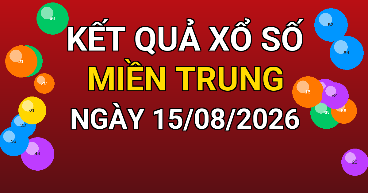 Kết quả xổ số Miền Trung ngày 15/08/2026