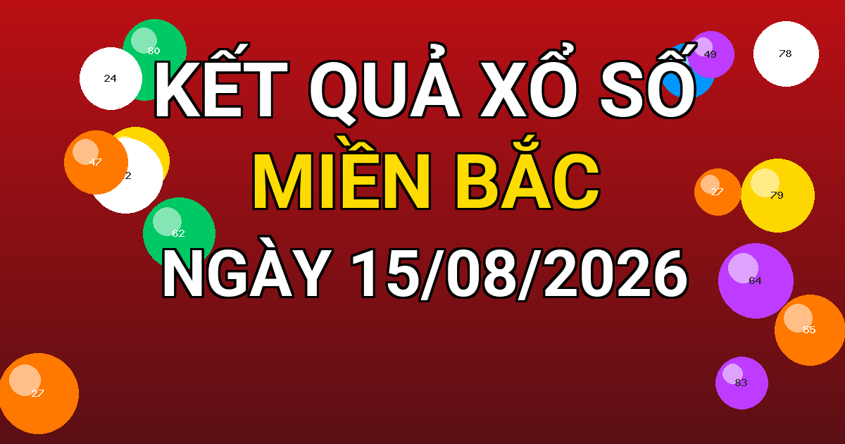 Kết quả xổ số Miền Bắc ngày 15/08/2026
