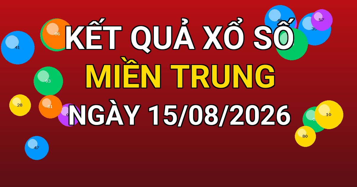 Kết quả xổ số Miền Trung ngày 15/08/2026