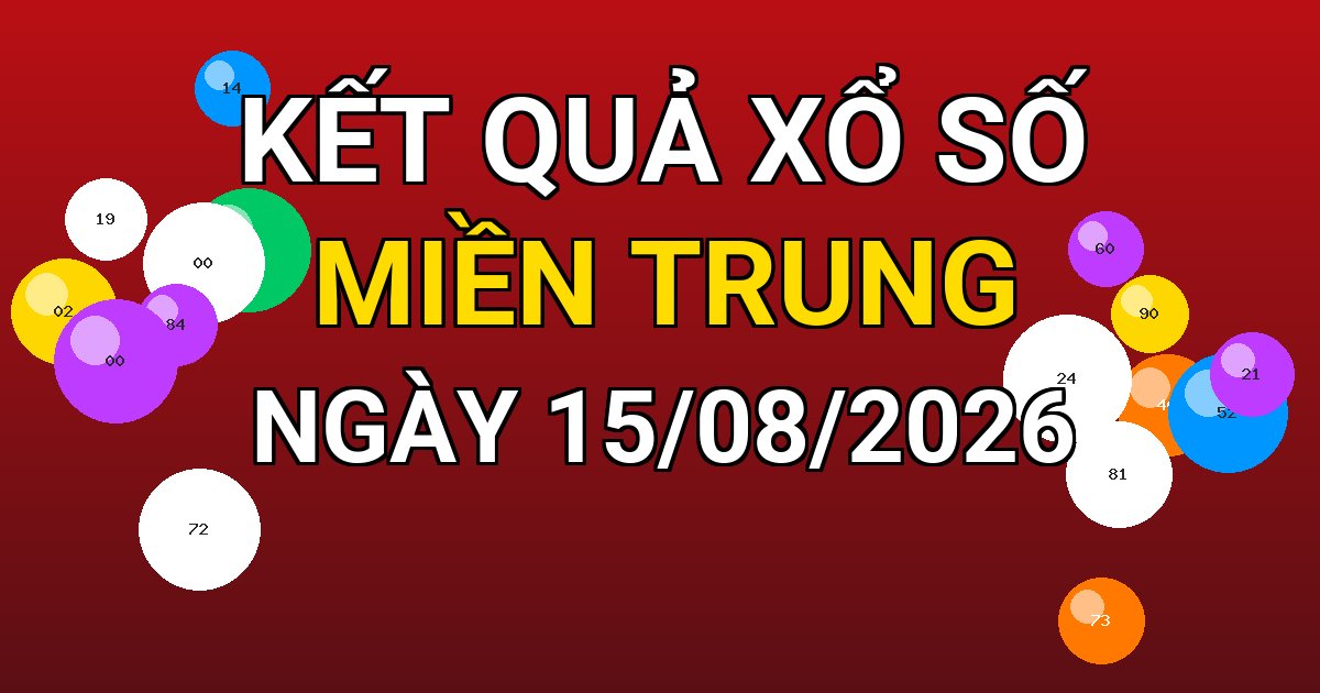 Kết quả xổ số Miền Trung ngày 15/08/2026