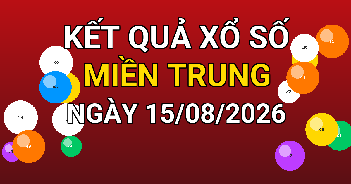 Kết quả xổ số Miền Trung ngày 15/08/2026
