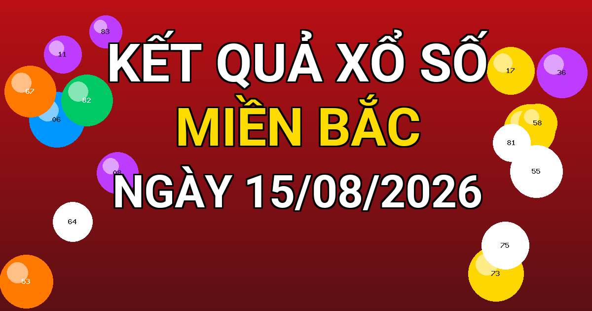 Kết quả xổ số Miền Bắc ngày 15/08/2026