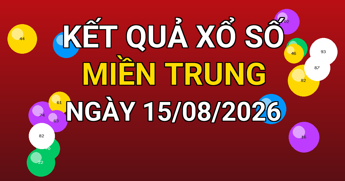 Kết quả xổ số Miền Trung ngày 15/08/2026