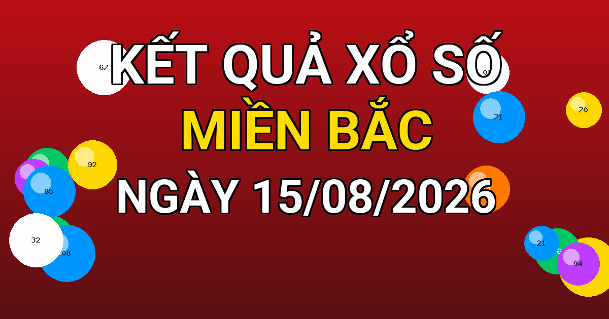Kết quả xổ số Miền Bắc ngày 15/08/2026