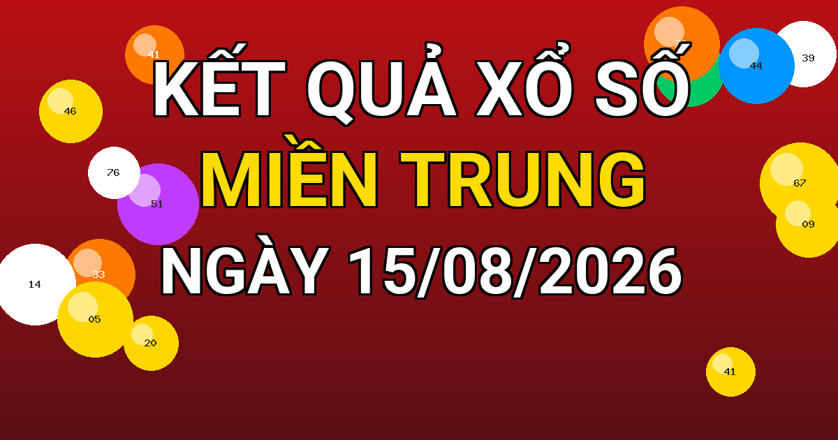 Kết quả xổ số Miền Trung ngày 15/08/2026
