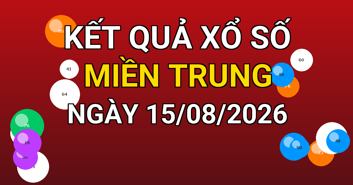 Kết quả xổ số Miền Trung ngày 15/08/2026