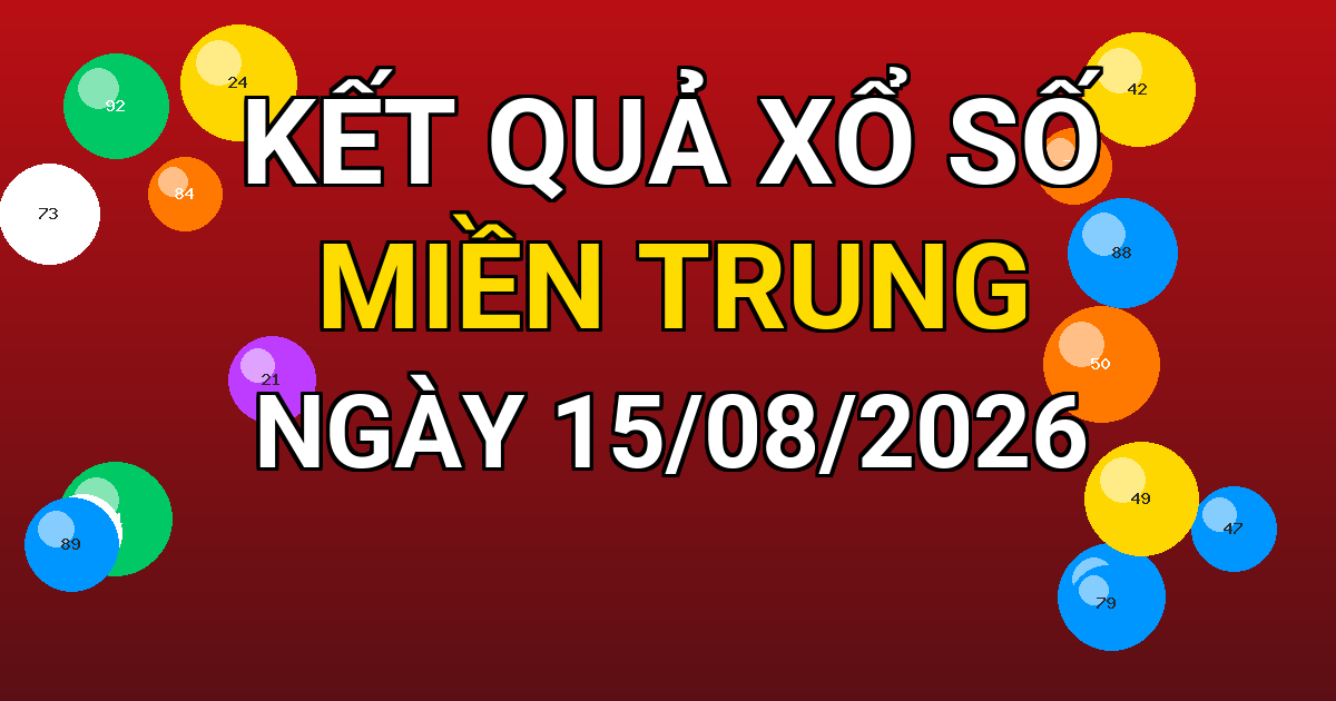 Kết quả xổ số Miền Trung ngày 15/08/2026