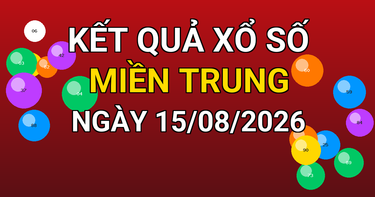 Kết quả xổ số Miền Trung ngày 15/08/2026