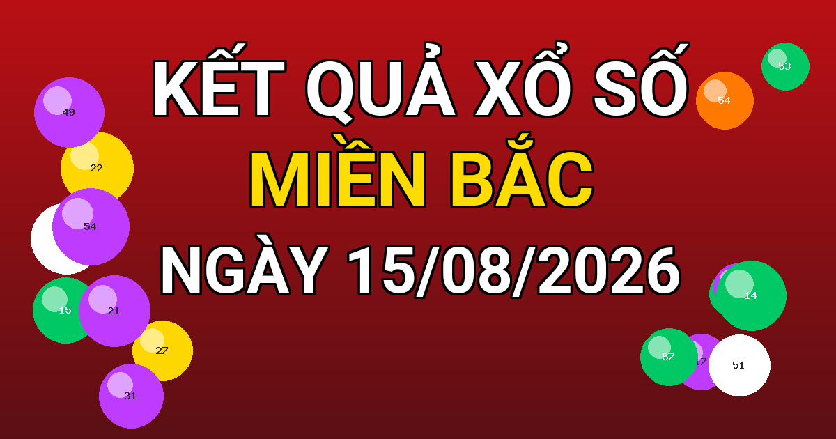 Kết quả xổ số Miền Bắc ngày 15/08/2026