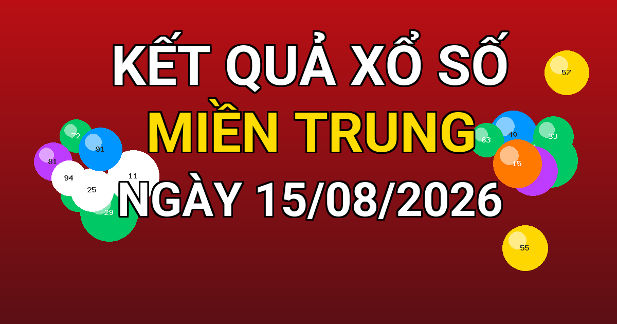 Kết quả xổ số Miền Trung ngày 15/08/2026