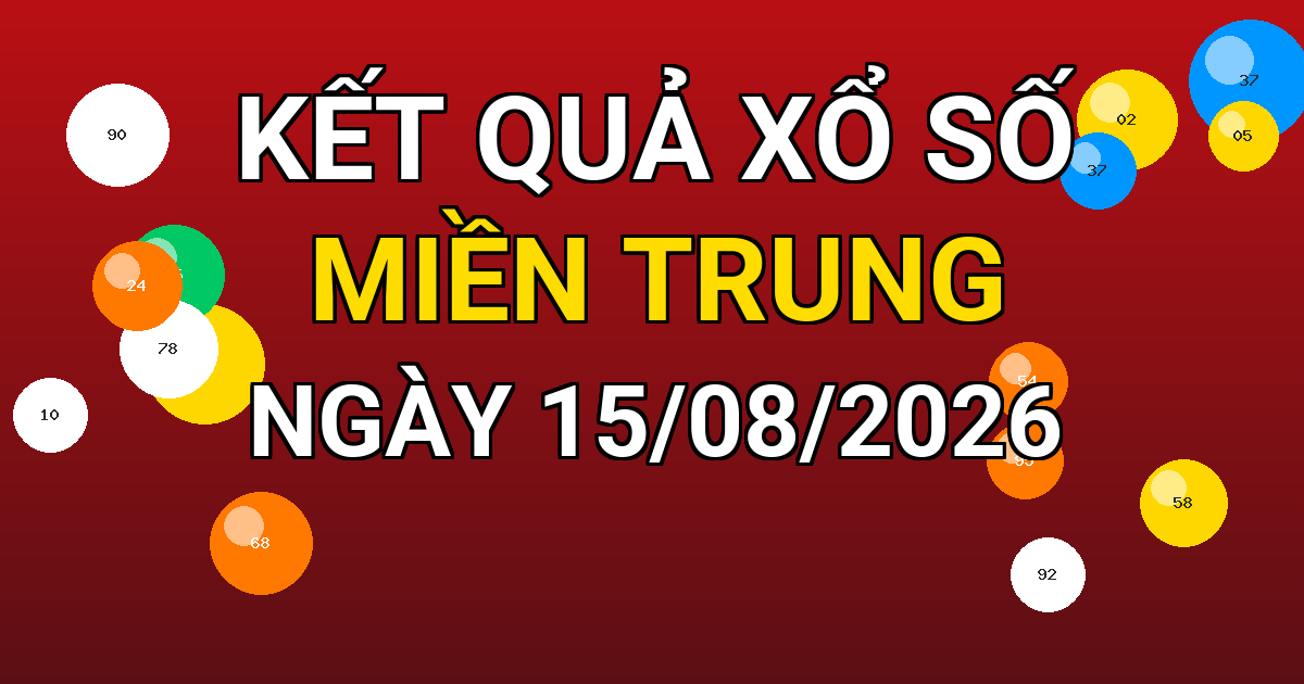 Kết quả xổ số Miền Trung ngày 15/08/2026