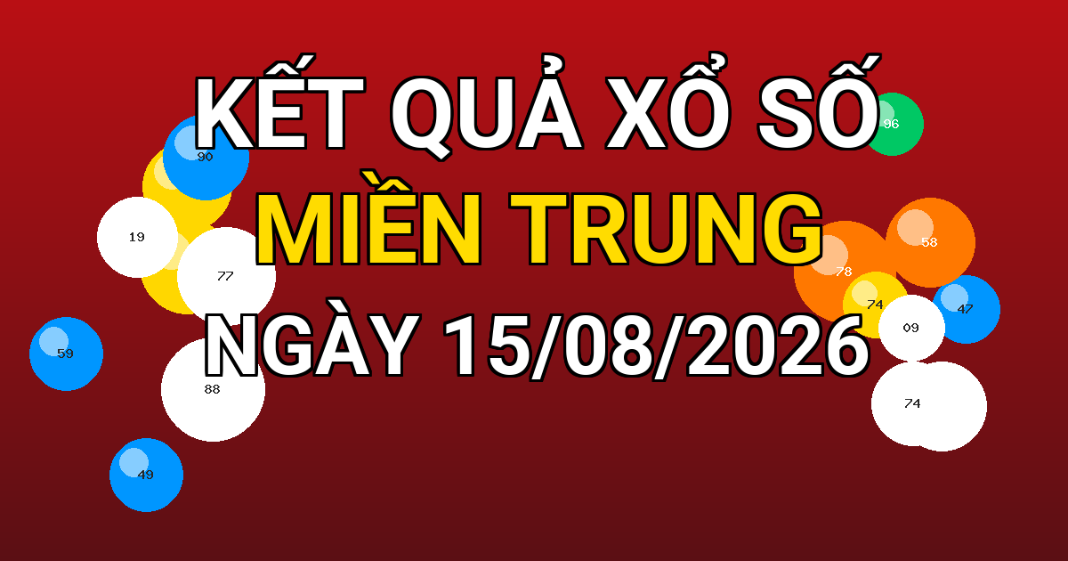 Kết quả xổ số Miền Trung ngày 15/08/2026