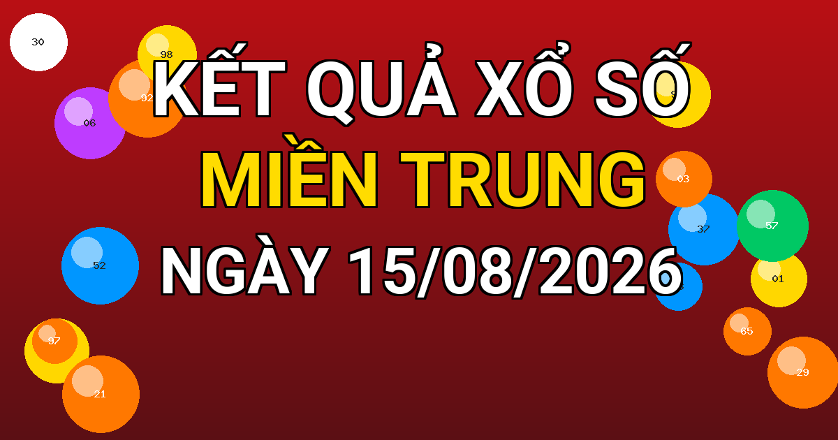 Kết quả xổ số Miền Trung ngày 15/08/2026
