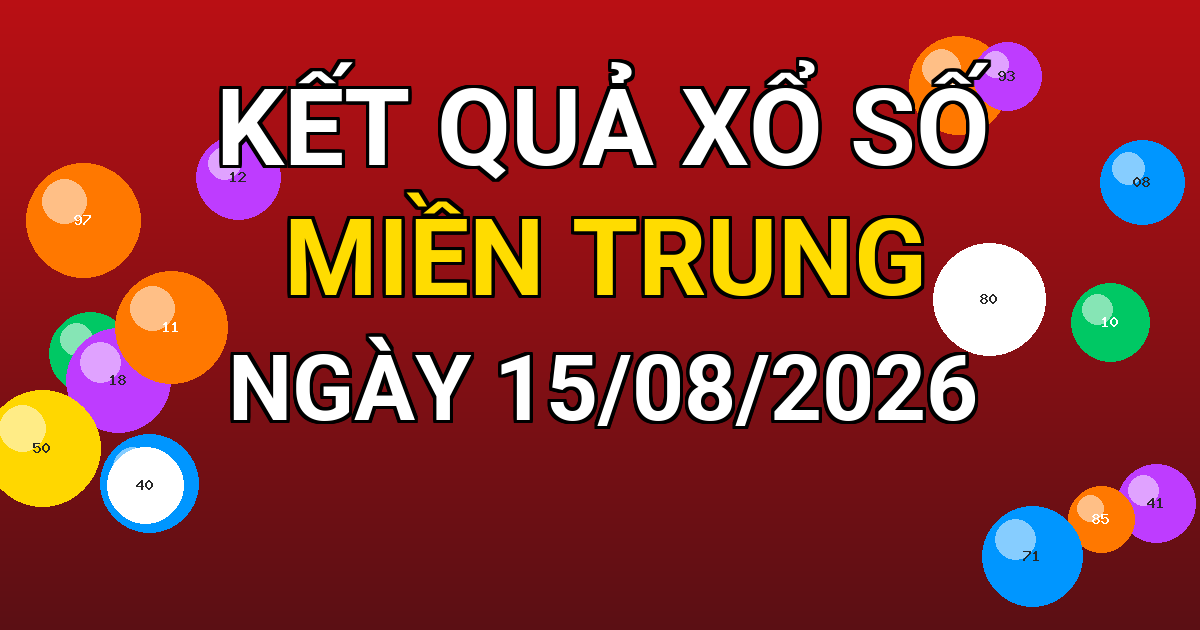 Kết quả xổ số Miền Trung ngày 15/08/2026
