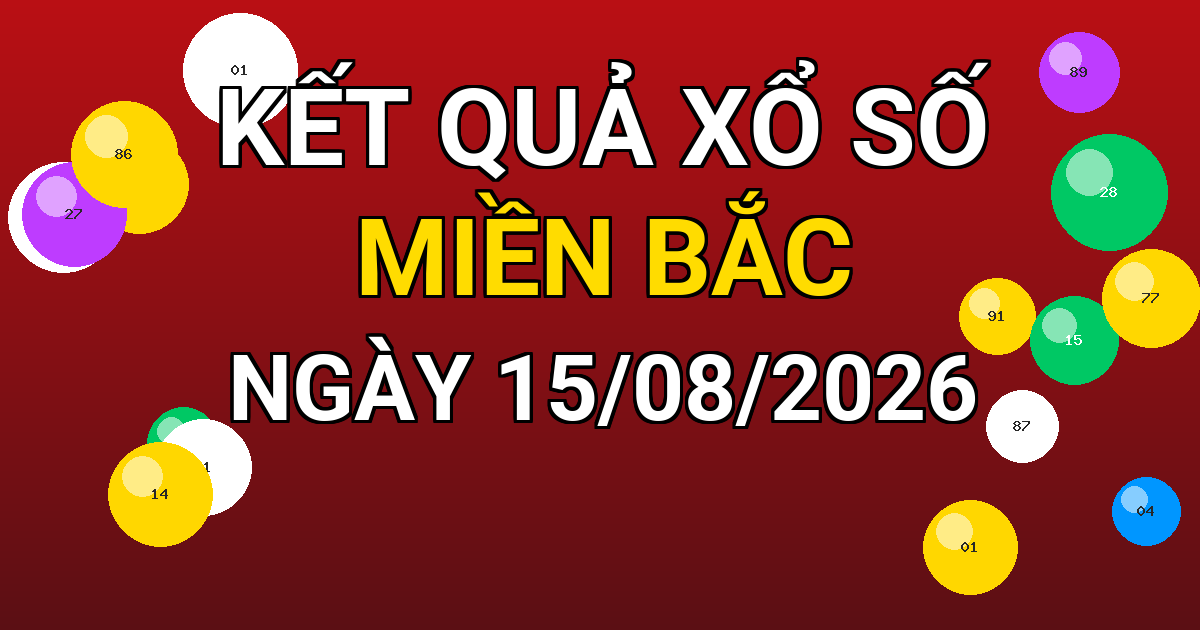 Kết quả xổ số Miền Bắc ngày 15/08/2026