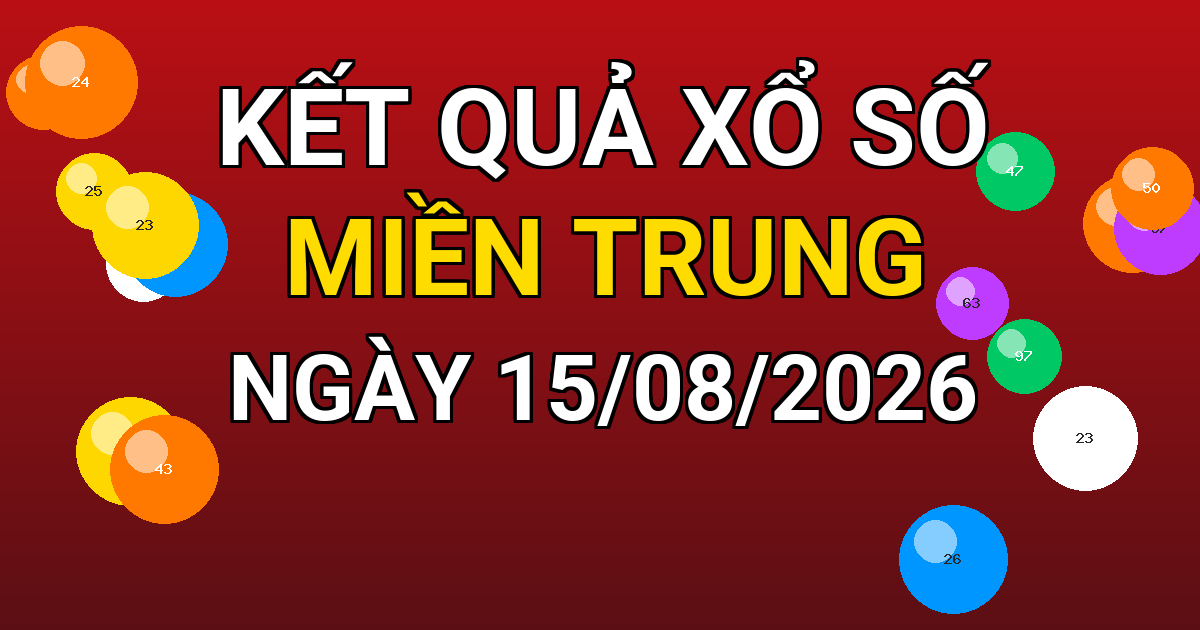 Kết quả xổ số Miền Trung ngày 15/08/2026