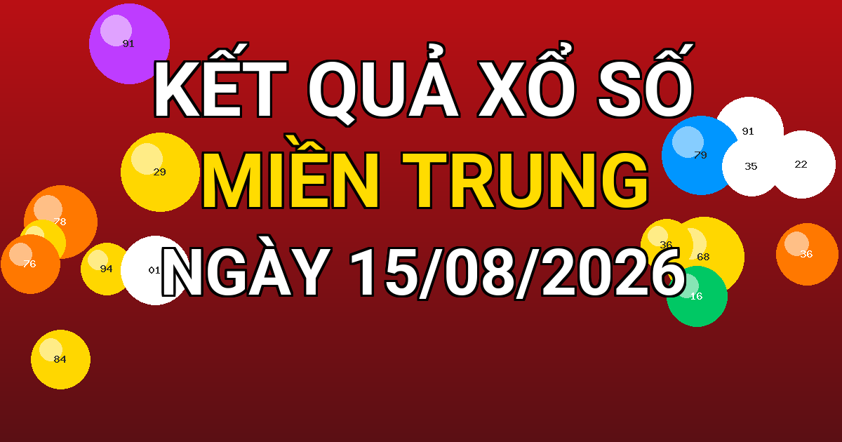 Kết quả xổ số Miền Trung ngày 15/08/2026
