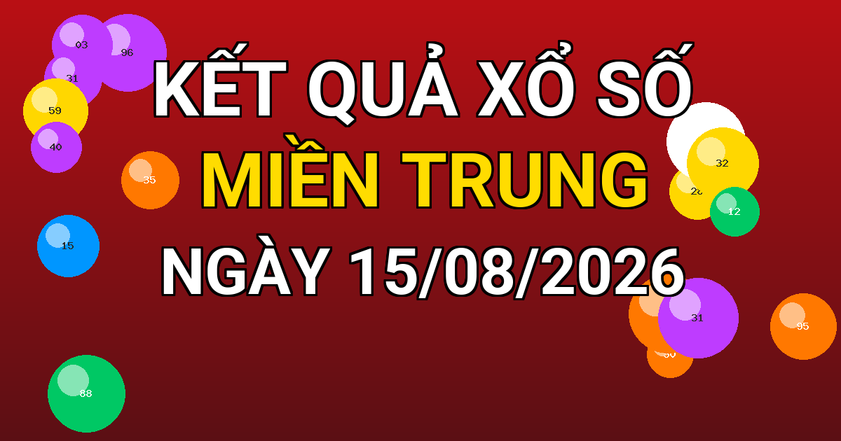 Kết quả xổ số Miền Trung ngày 15/08/2026