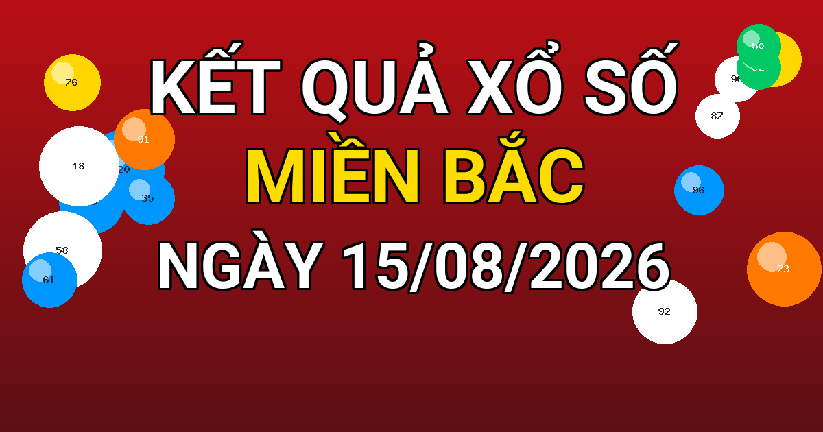 Kết quả xổ số Miền Bắc ngày 15/08/2026
