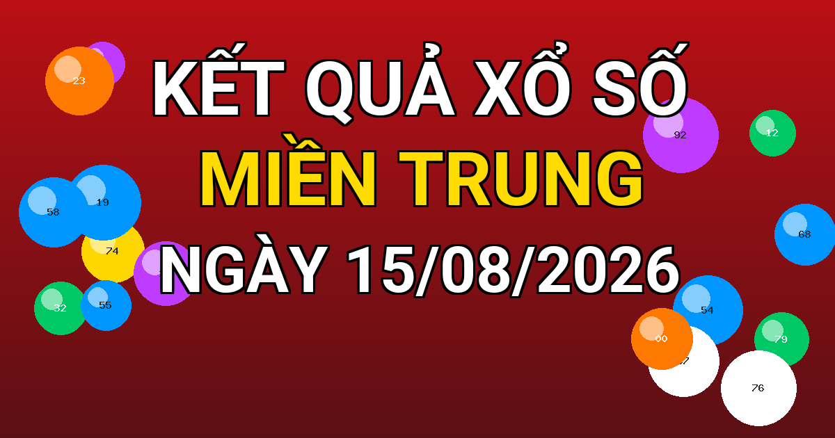 Kết quả xổ số Miền Trung ngày 15/08/2026