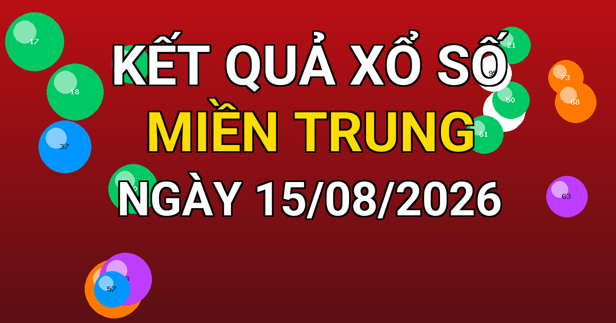 Kết quả xổ số Miền Trung ngày 15/08/2026