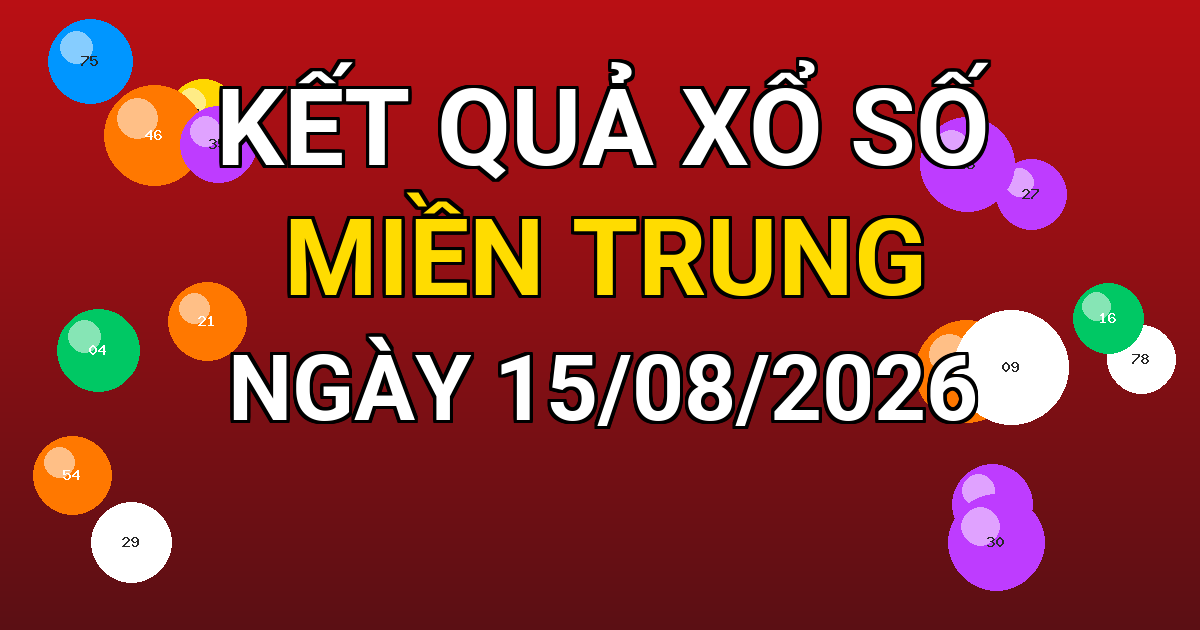 Kết quả xổ số Miền Trung ngày 15/08/2026