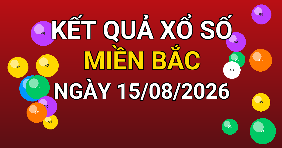 Kết quả xổ số Miền Bắc ngày 15/08/2026