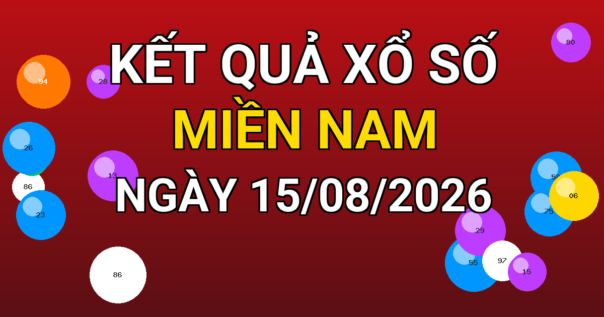 Kết quả xổ số Miền Nam ngày 15/08/2026