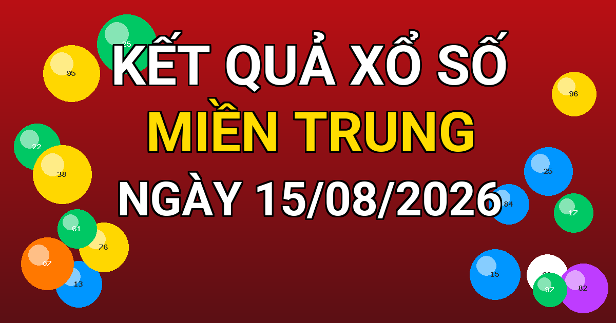 Kết quả xổ số Miền Trung ngày 15/08/2026