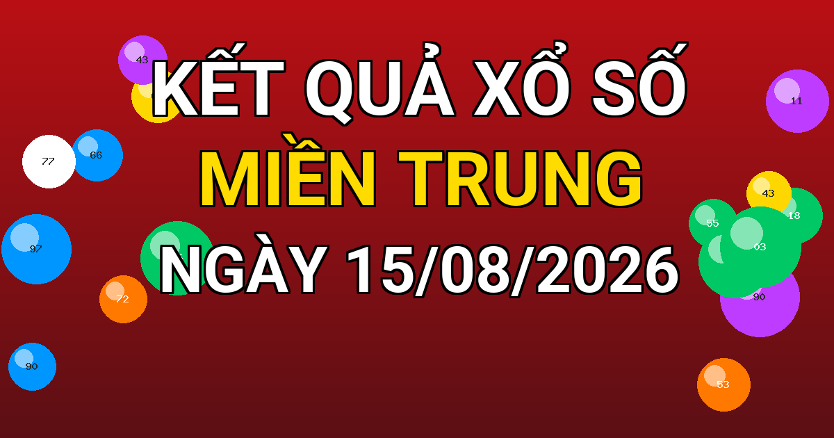 Kết quả xổ số Miền Trung ngày 15/08/2026