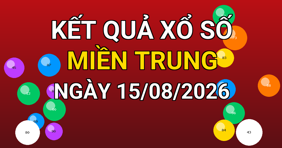 Kết quả xổ số Miền Trung ngày 15/08/2026