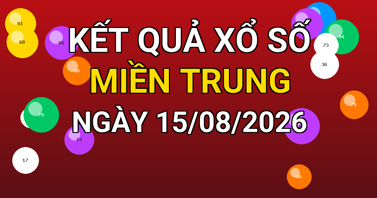 Kết quả xổ số Miền Trung ngày 15/08/2026