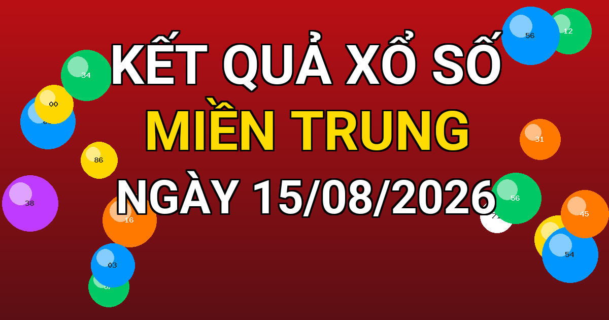Kết quả xổ số Miền Trung ngày 15/08/2026