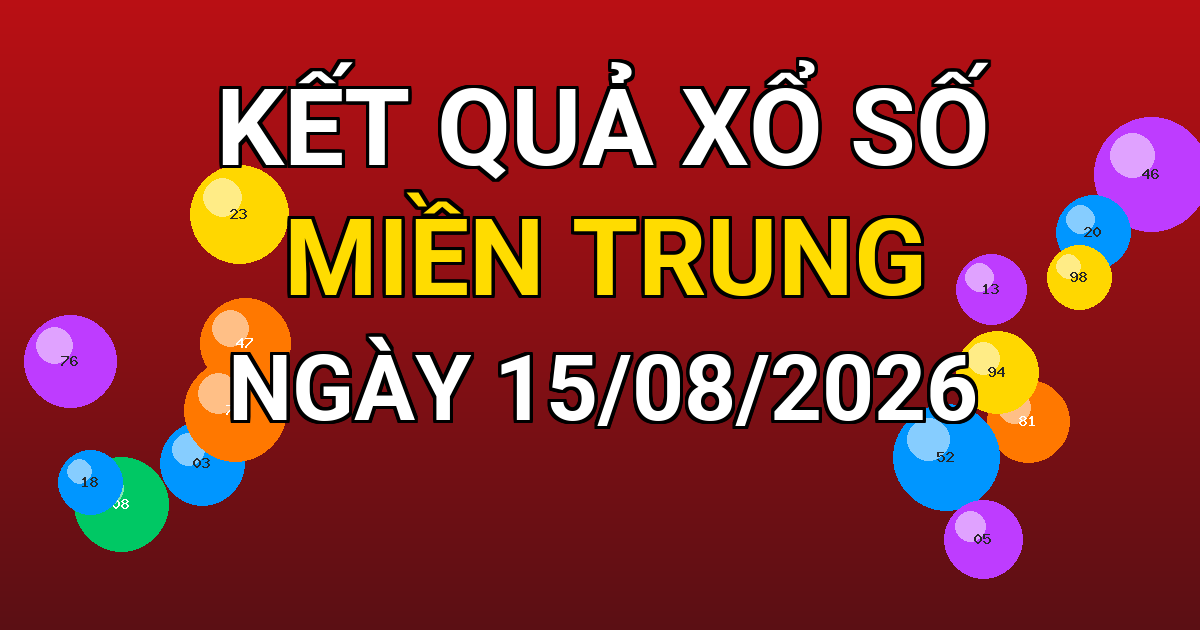 Kết quả xổ số Miền Trung ngày 15/08/2026
