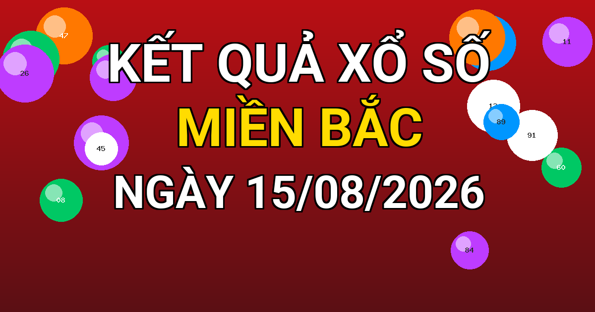 Kết quả xổ số Miền Bắc ngày 15/08/2026