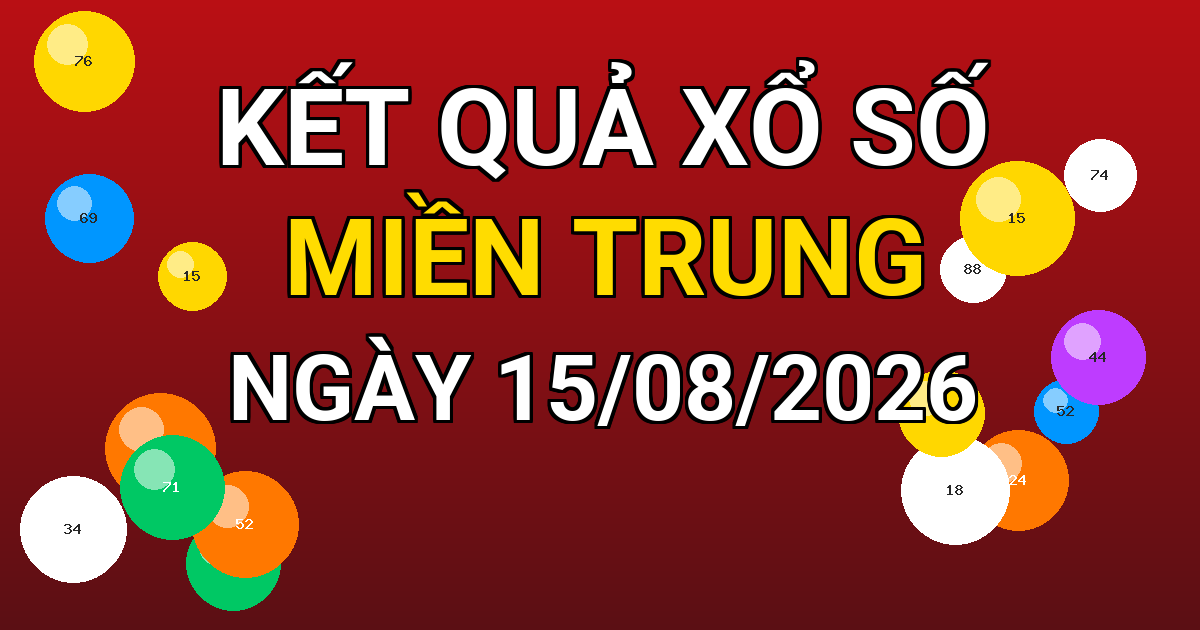 Kết quả xổ số Miền Trung ngày 15/08/2026