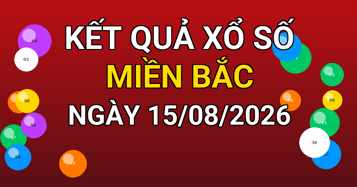 Kết quả xổ số Miền Bắc ngày 15/08/2026