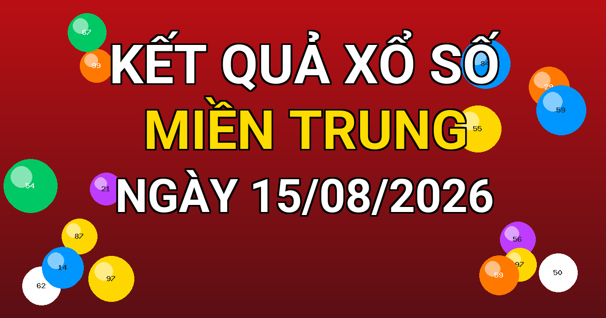 Kết quả xổ số Miền Trung ngày 15/08/2026