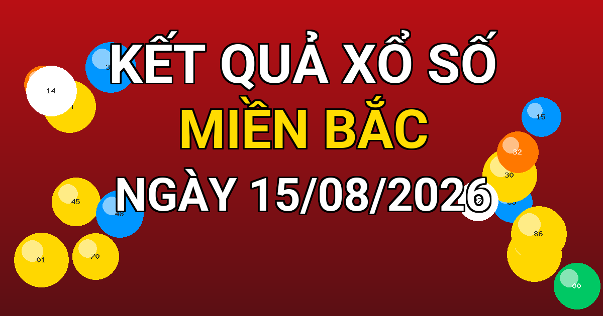 Kết quả xổ số Miền Bắc ngày 15/08/2026