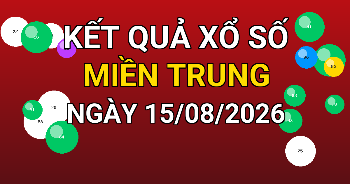 Kết quả xổ số Miền Trung ngày 15/08/2026