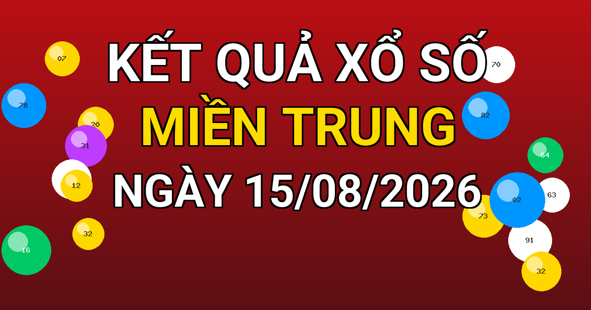 Kết quả xổ số Miền Trung ngày 15/08/2026