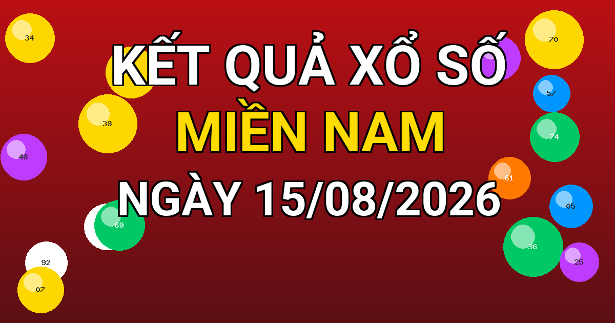 Kết quả xổ số Miền Nam ngày 15/08/2026